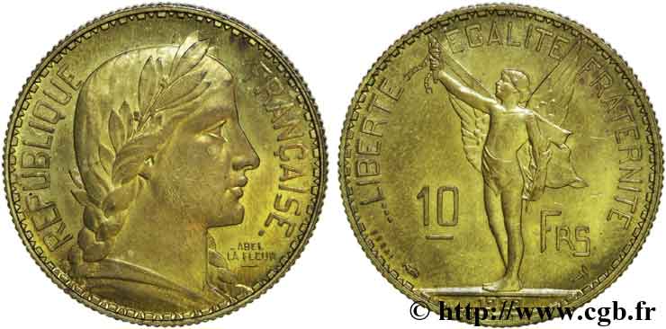 Essai de 10 francs par Abel La Fleur 1929 Paris VG.5230 var SUP 