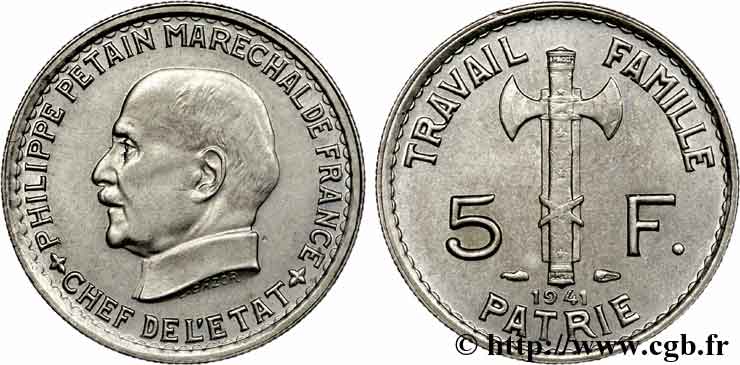 5 francs Pétain 1941 Paris F.338/2 MS 