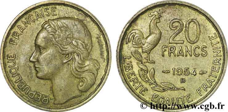20 francs G. Guiraud 1954 Beaumont-le-Roger F.402/13 BC 
