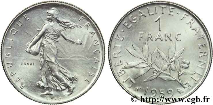 Essai de 1 franc Semeuse, nickel 1959 Paris F.226/3 MS 