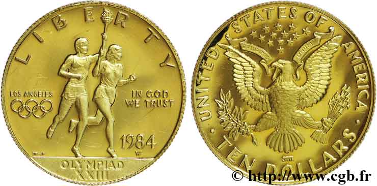 UNITED STATES OF AMERICA 10 dollars, Jeux Olympiques de Los Angeles 1984 West Point MS 