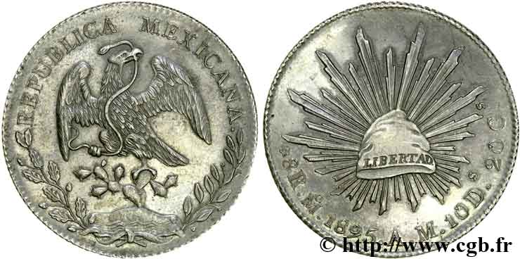 MEXICO - REPUBLIC 8 reales 1895 Mexico AU 