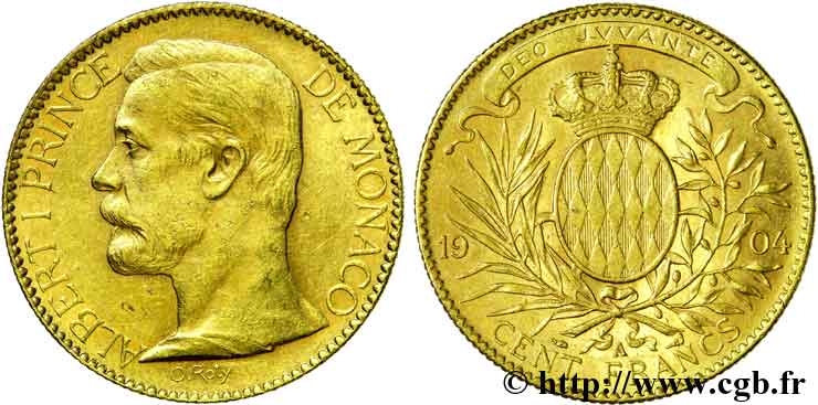 MONACO - PRINCIPALITY OF MONACO - ALBERT I 100 francs or 1904 Paris AU 