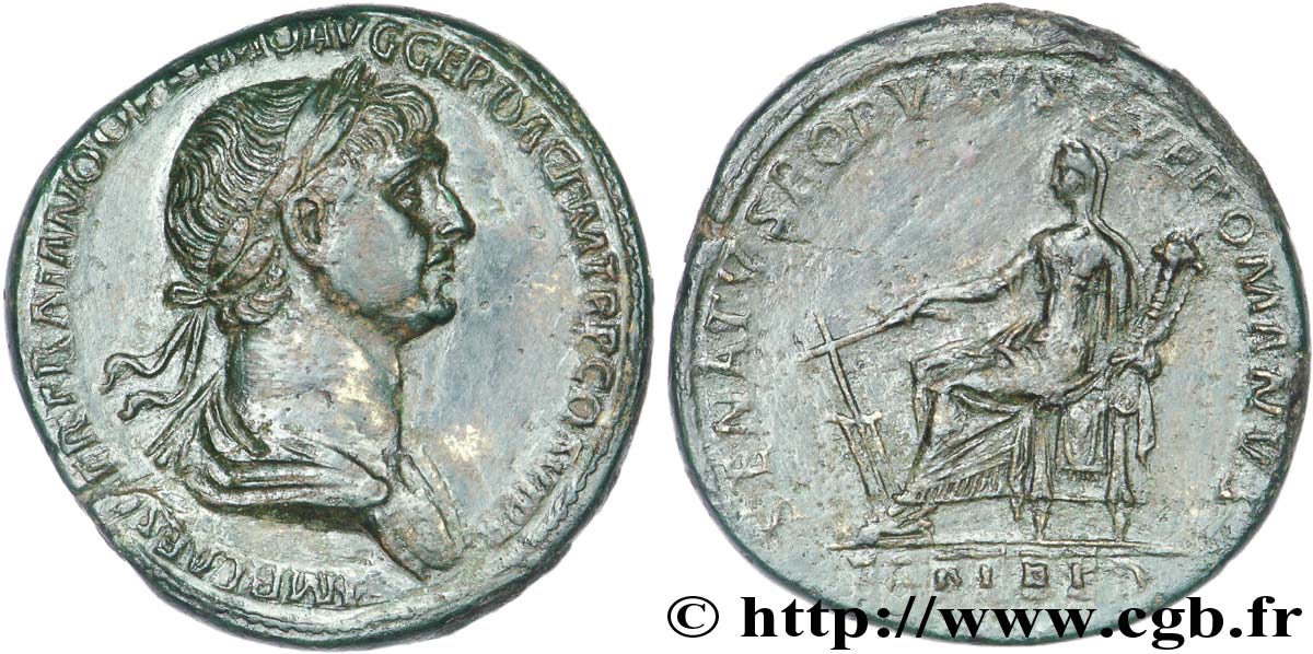 TRAIANO Sesterce, (GB, Æ 34) AU/AU