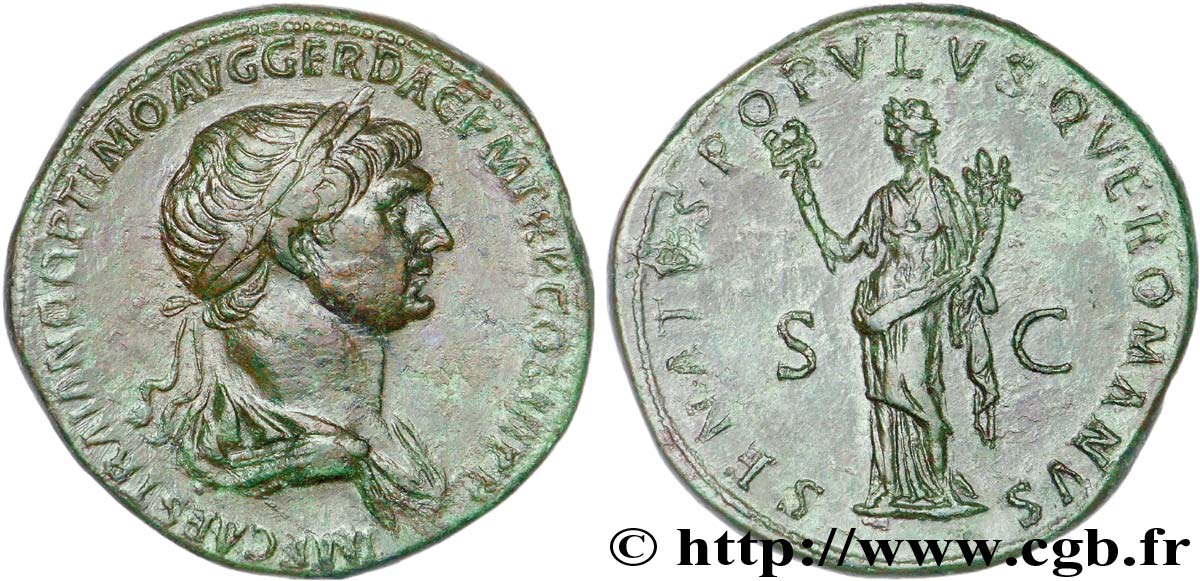 TRAJAN Sesterce, (GB, Æ 34) TTB+