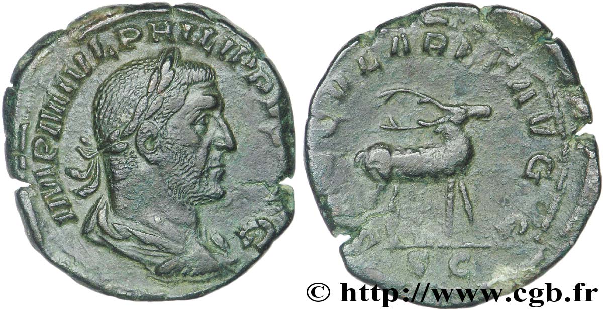 PHILIPPE Ier L ARABE Sesterce, (GB, Æ 30) TTB+/TTB
