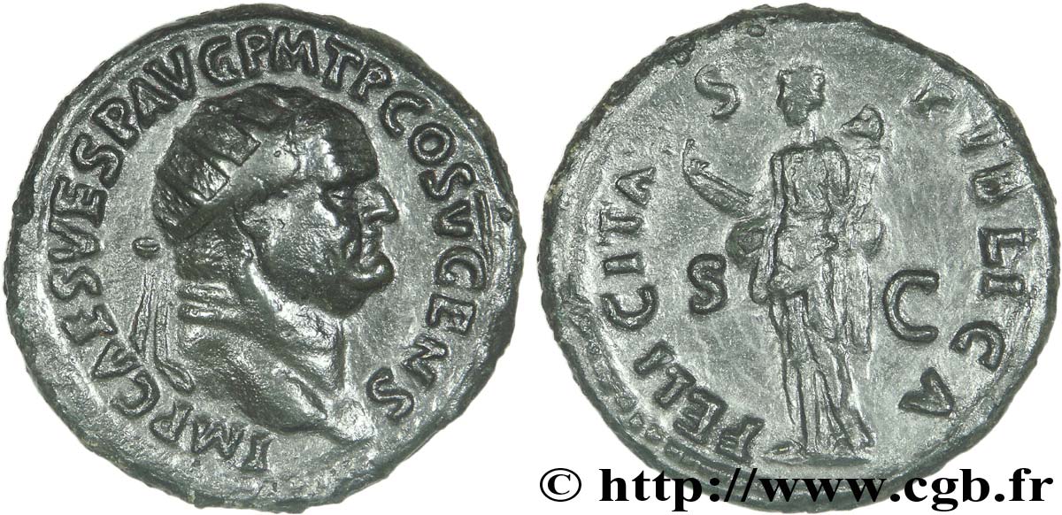 VESPASIANUS Dupondius, (MB, Æ 27) fVZ