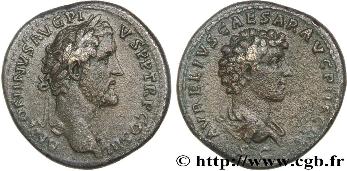 ANTONINO PIO y MARCO AURELIO Sesterce, (GB, Æ 34) MBC