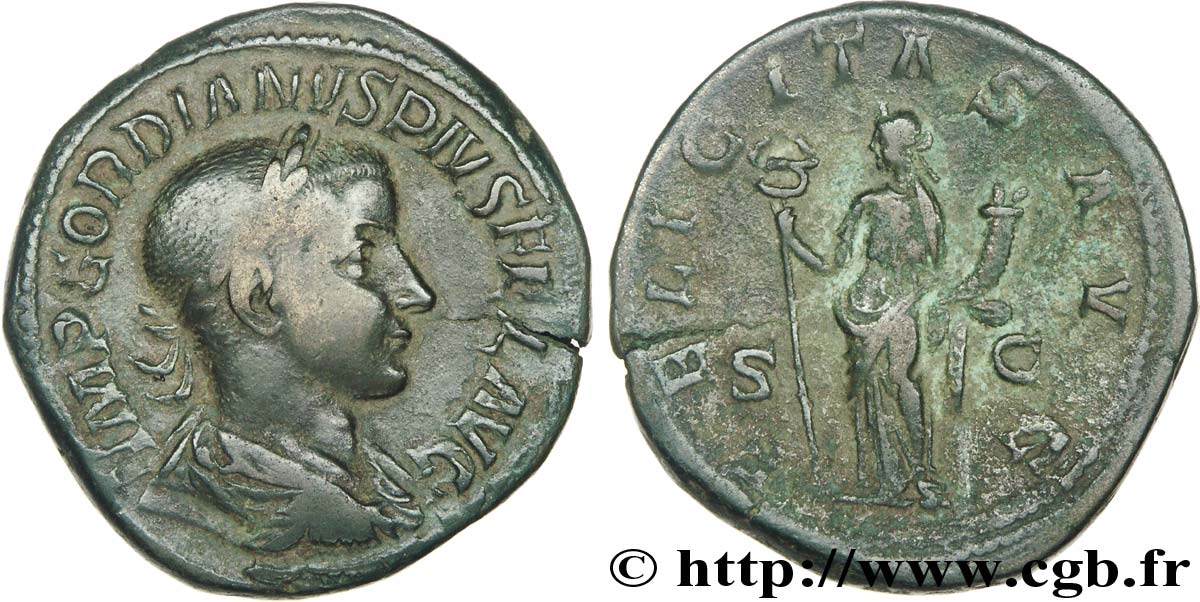 GORDIANUS III Sesterce, (GB, Æ 32) fSS