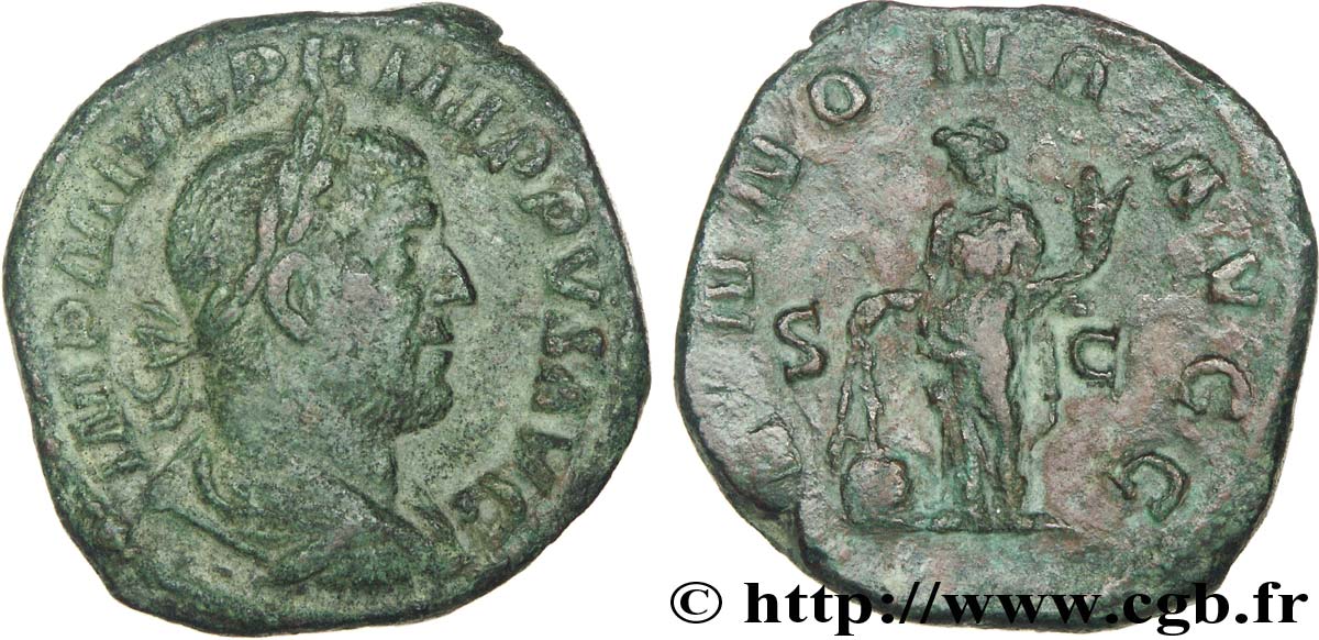 PHILIPPUS I. ARABS Sesterce, (GB, Æ 29) fSS