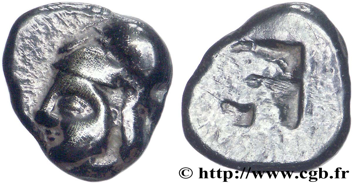 MASSALIA - MARSEILLE Litra du type du trésor d Auriol à la tête d Athéna coiffé du casque corinthien TTB