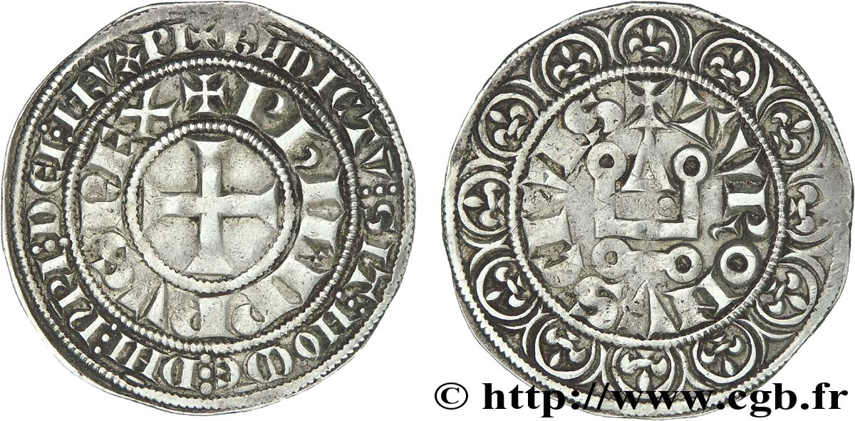 PHILIP IV  THE FAIR  Gros tournois à l O rond c. 1305  XF/AU