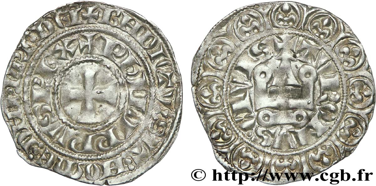 PHILIPP IV  THE FAIR  Maille demie ou maille blanche tournois à l 0 long n.d.  fVZ