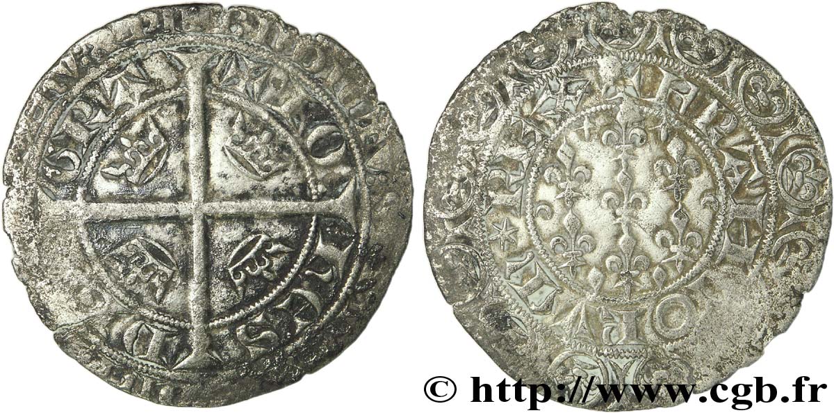 JUAN II  THE GOOD  Gros blanc aux fleurs de lis n.d.  BC+