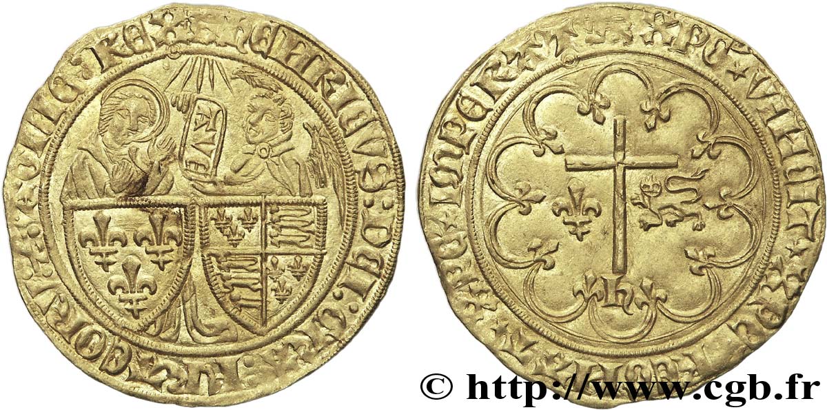 HENRY VI DE LANCASTRE - ROI DE FRANCE (1422-1453) - ROI D ANGLETERRE (1422-1461) et (1470-1471) Salut d or n.d. Rouen TTB+