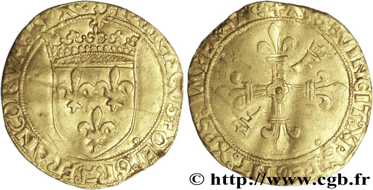 FRANÇOIS IER LE RESTAURATEUR DES LETTRES Écu d or au soleil, 2e type 23/01/1515 Lyon TB+