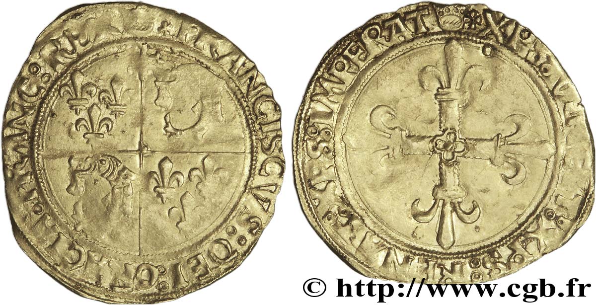 FRANCOIS I Écu d or au soleil du Dauphiné, 1er type 21/07/1519 Crémieu VF