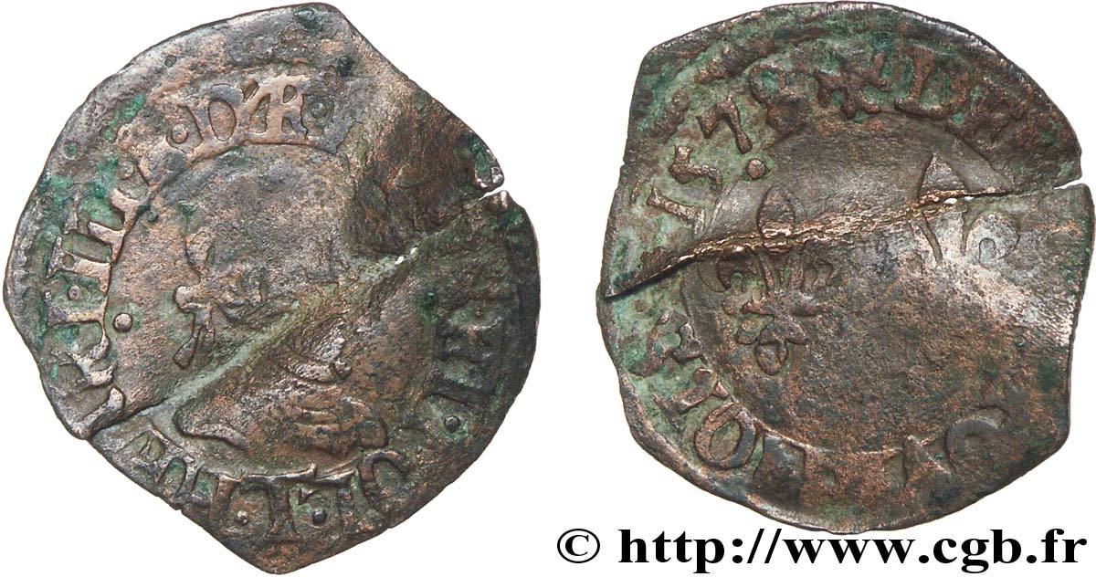 HENRI III Denier tournois 1578 Nantes B