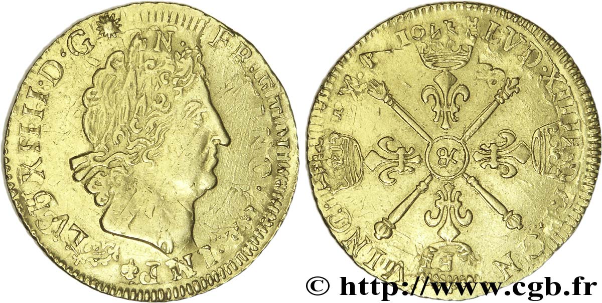 LOUIS XIV  THE SUN KING  Louis aux insignes 170[4 ou 5] Aix-en-Provence VF