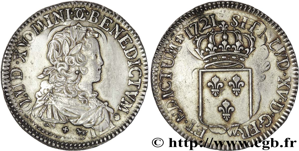 LOUIS XV DIT LE BIEN AIMÉ Écu de France 1721 Paris TTB+