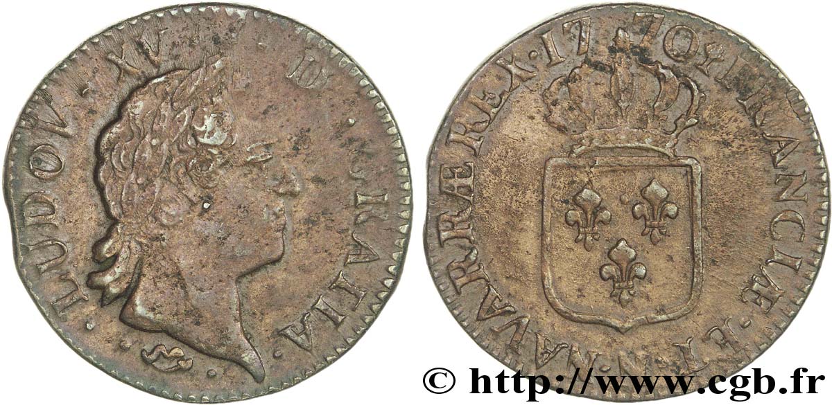 LOUIS XV  THE WELL-BELOVED  Sol dit  à la vieille tête  1770 Montpellier fVZ