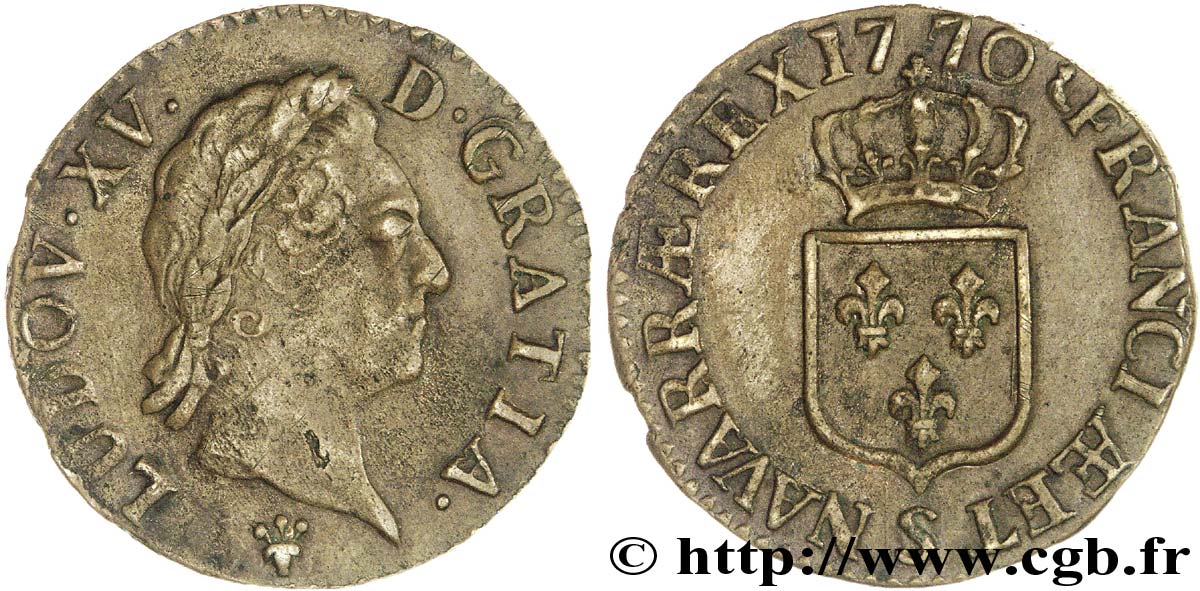 LOUIS XV DIT LE BIEN AIMÉ Demi-sol dit  à la vieille tête  1770 Reims TTB+/SUP