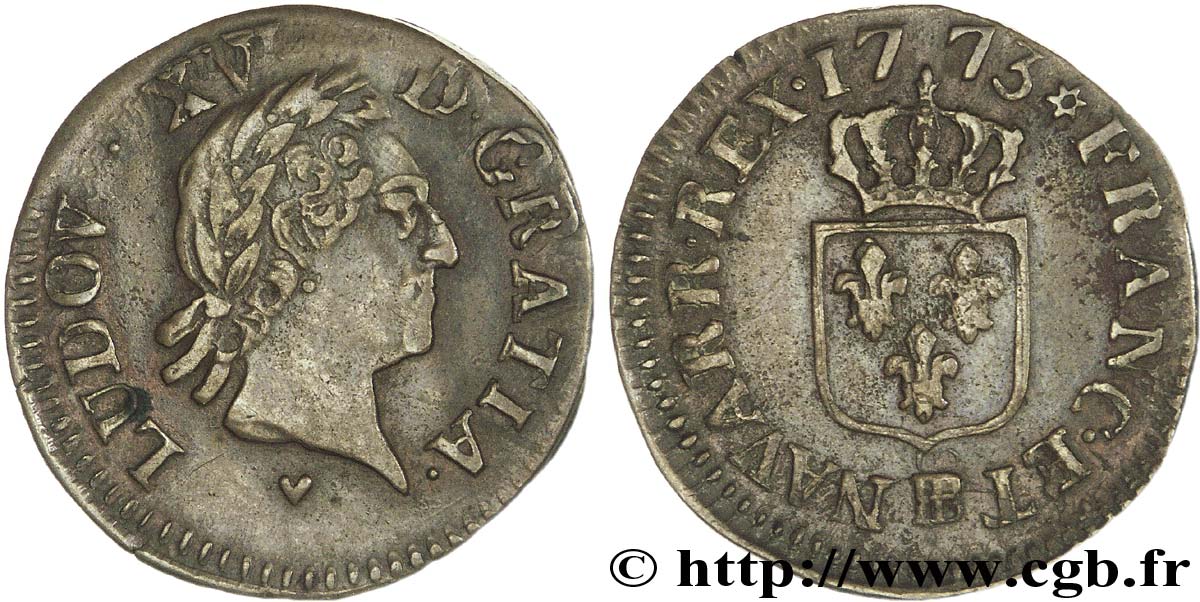LOUIS XV  THE WELL-BELOVED  Liard à la vieille tête 1773 Strasbourg XF