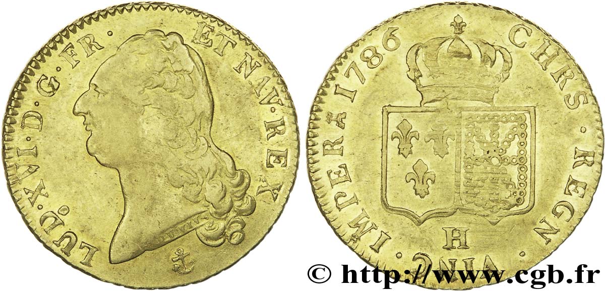 LOUIS XVI Double louis d’or aux écus accolés 1786 La Rochelle AU