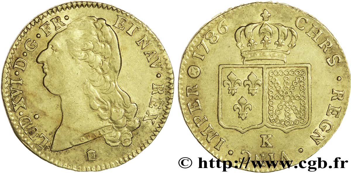 LOUIS XVI Double louis d’or aux écus accolés 1786 Bordeaux MBC+