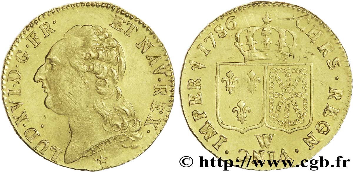 LOUIS XVI Louis d or aux écus accolés 1786 Lille AU