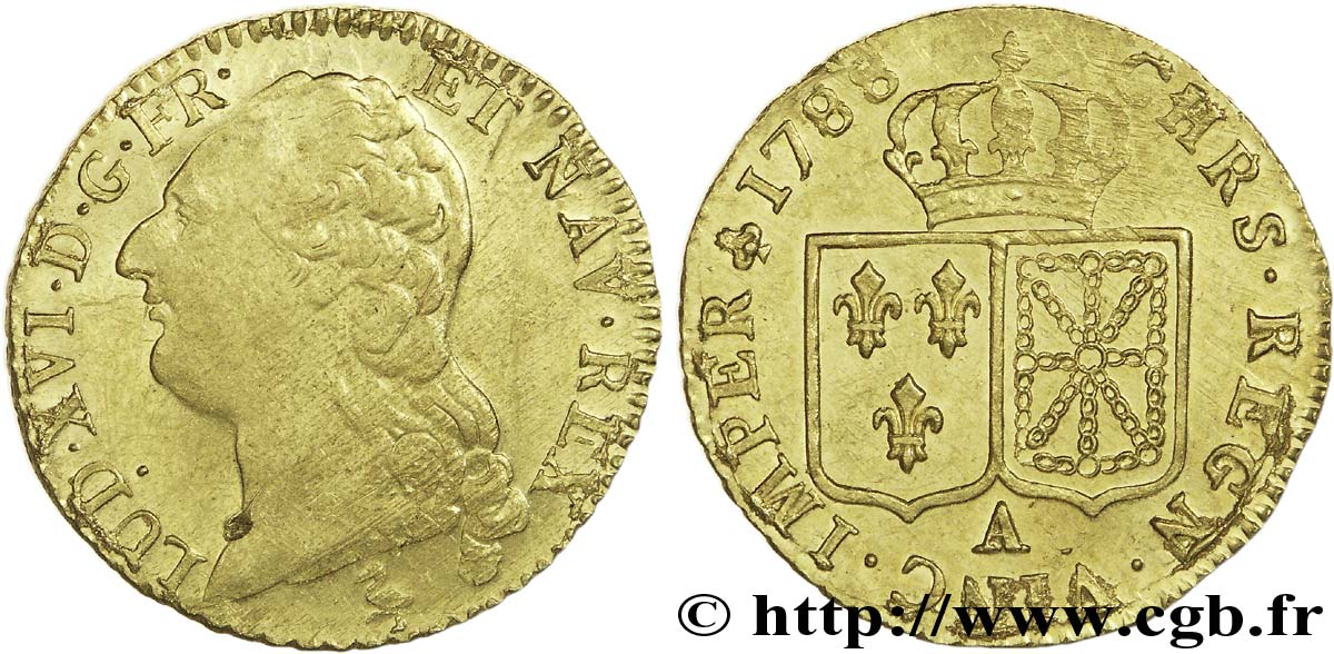 LOUIS XVI Louis d or aux écus accolés 1788 Paris fVZ/VZ