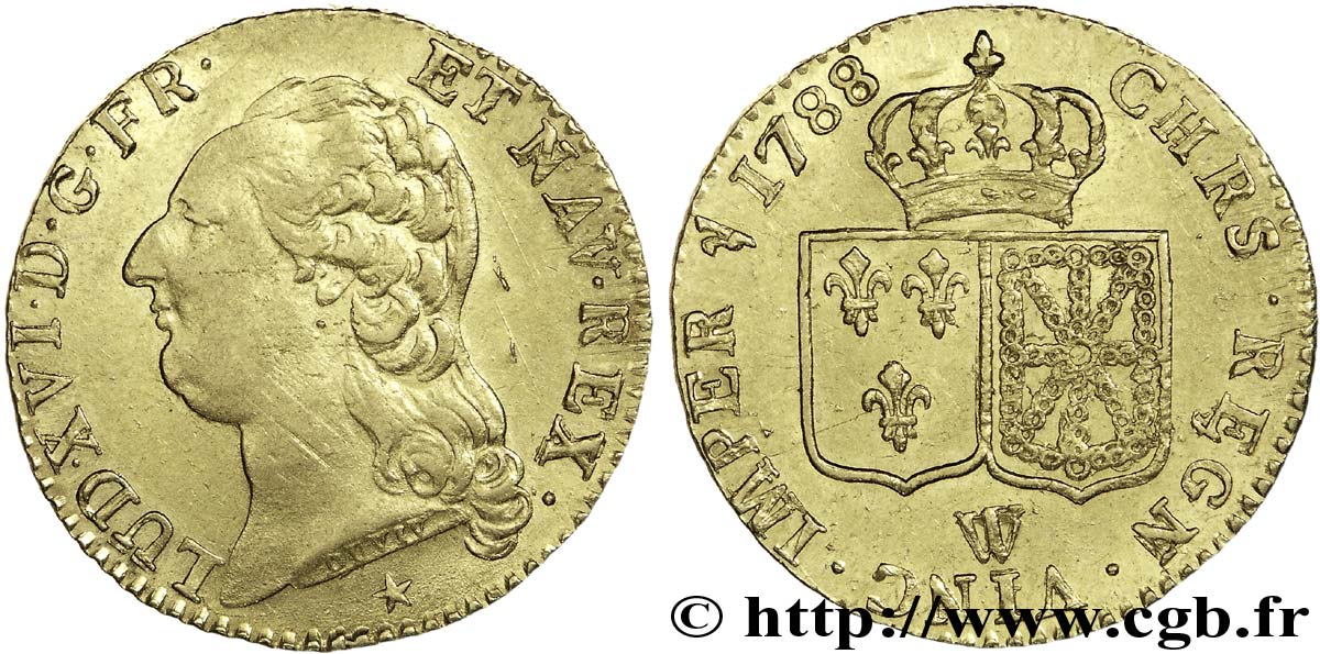LOUIS XVI Louis d or aux écus accolés 1788 Lille VZ/fST