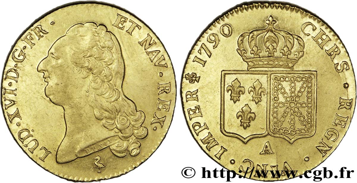 LOUIS XVI Double louis d’or aux écus accolés 1790 Paris fVZ/VZ