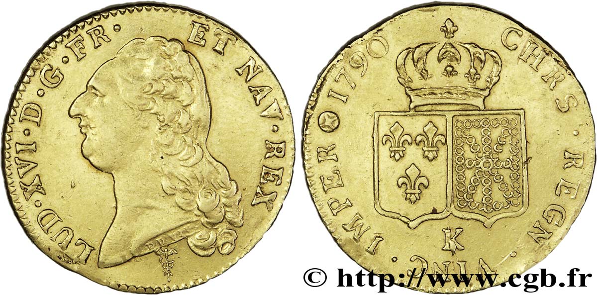 LOUIS XVI Double louis d’or aux écus accolés 1790 Bordeaux XF