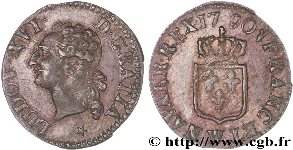 LOUIS XVI Liard dit “à l écu” 1790 Lille AU