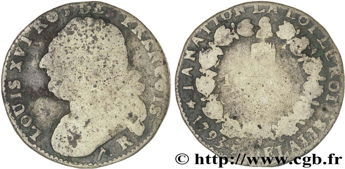 LOUIS XVI (MONARQUE CONSTITUTIONNEL)  12 deniers dit  au faisceau , type FRANCOIS 1793 Orléans AB