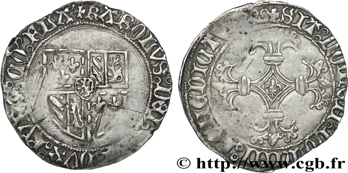 FLANDERS - COUNTY OF FLANDERS - CHARLES THE BOLD Double patard n.d. Bruges XF