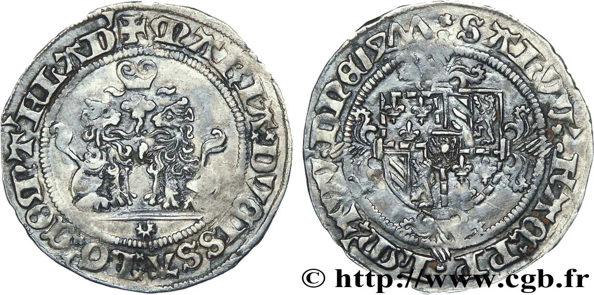 FLANDERS - COUNTY OF FLANDERS - LOUIS I OF CRÉCY - MARY OF BURGUNDY Double briquet 1477 Bruges XF