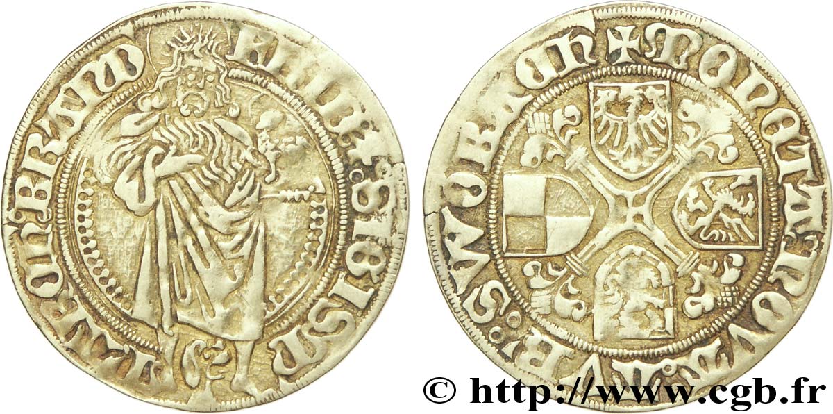 GERMANY - BRANDENBURG FRANCONIA - FREDERICK OF ANSBACH AND SIGISMUND OF KULMBACH Florin d or n.d. Schwaben XF/VF
