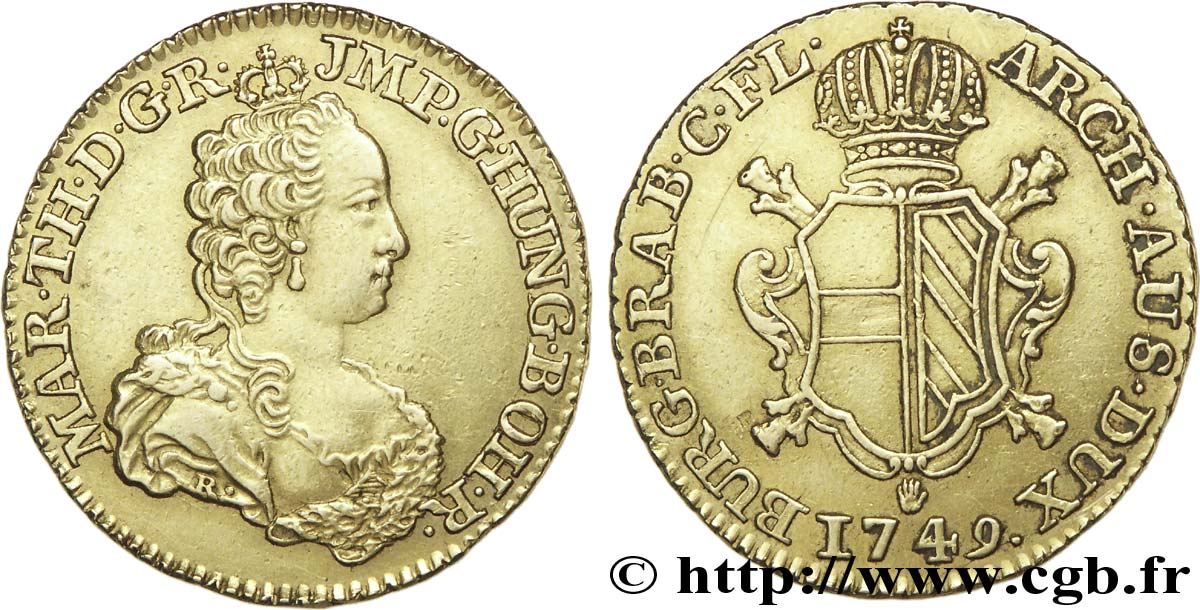 AUSTRIAN LOW COUNTRIES - DUCHY OF BRABANT - MARIE-THERESE Double souverain d or 1749 Anvers fVZ