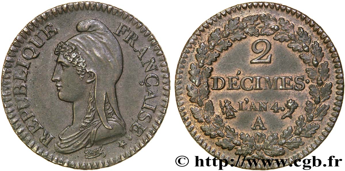 2 décimes Dupré 1796 Paris F.145/1 SUP 