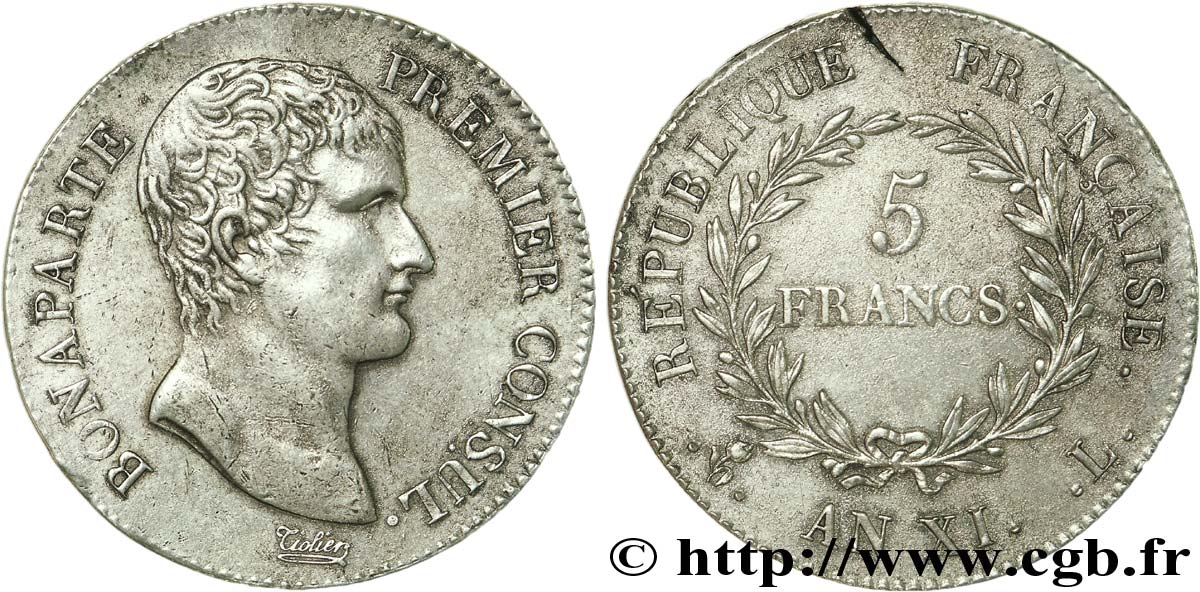 5 francs Bonaparte Premier Consul 1803 Bayonne F.301/5 BB 