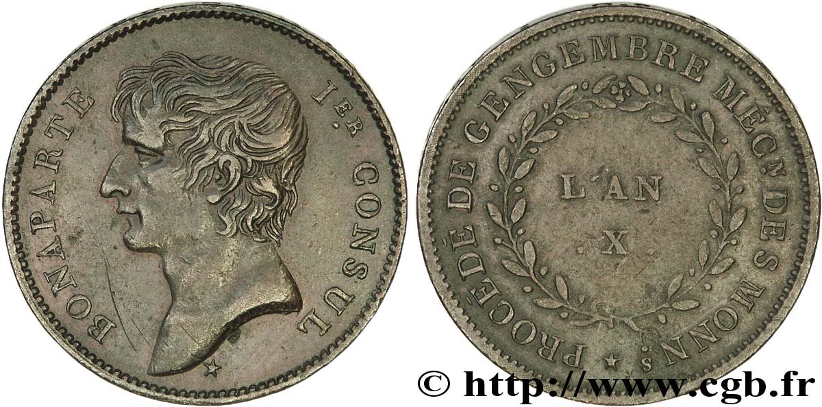 Essai au module de 2 francs Bonaparte par Jaley d après le procédé de Gengembre 1802 Paris VG.977  SS 