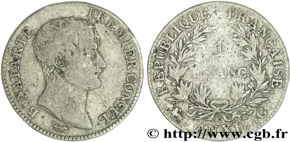 1 franc Bonaparte Premier Consul 1803 Genève F.200/3 B 