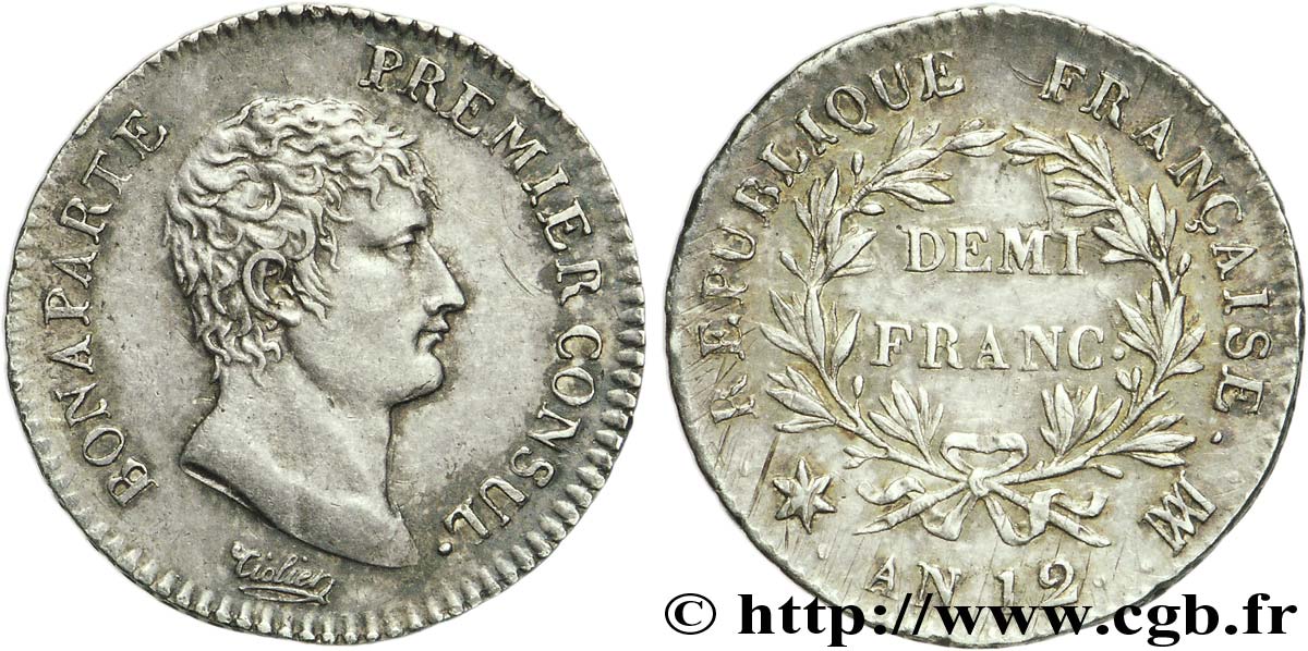 Demi-franc Bonaparte Premier Consul 1804 Marseille F.173/11 VZ 