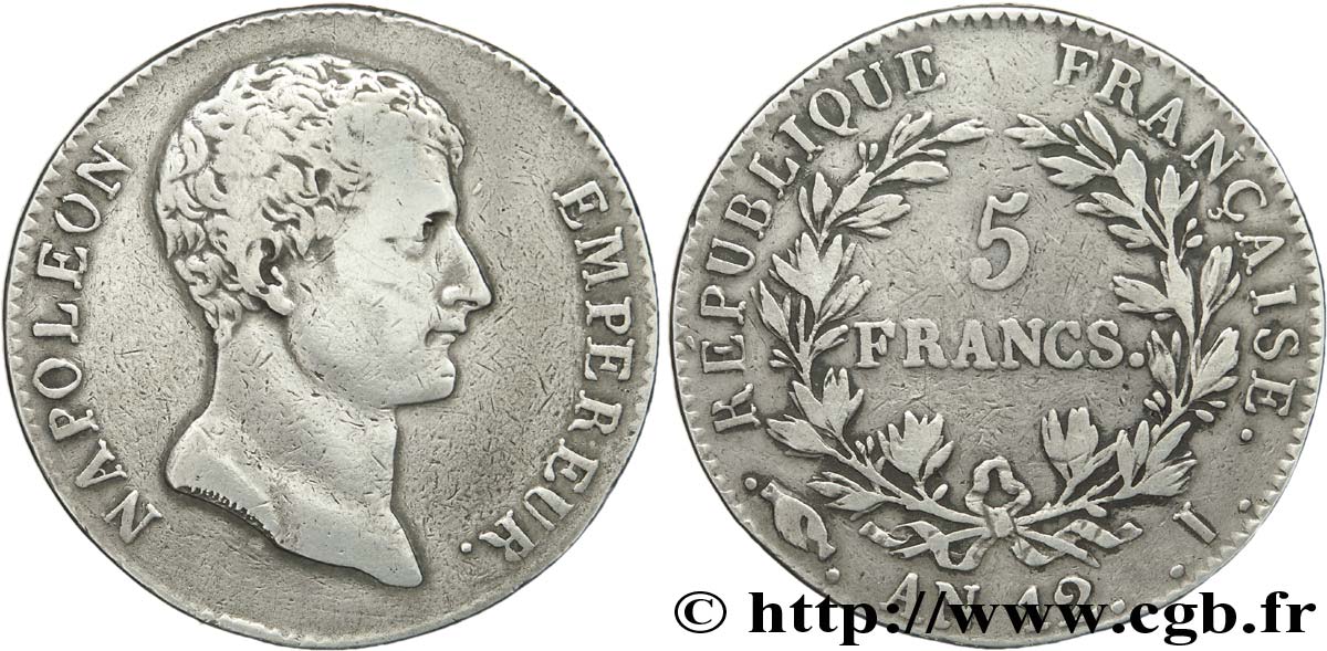 5 francs Napoléon Empereur, type intermédiaire 1804 Limoges F.302/5 TB 