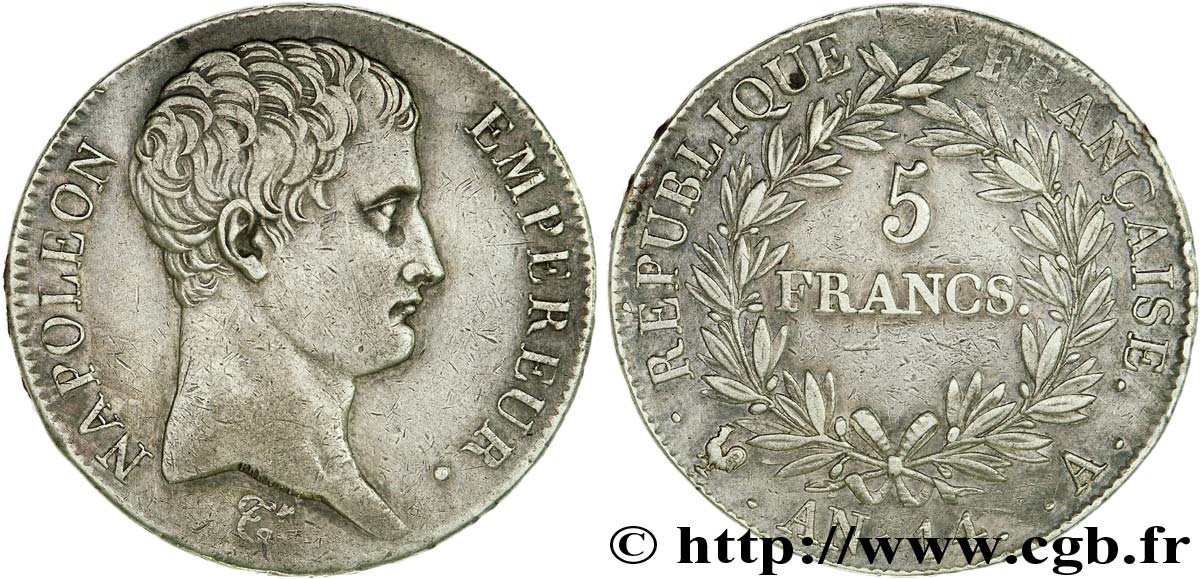 5 francs Napoléon Empereur, calendrier révolutionnaire 1805 Paris F.303/19 SS 