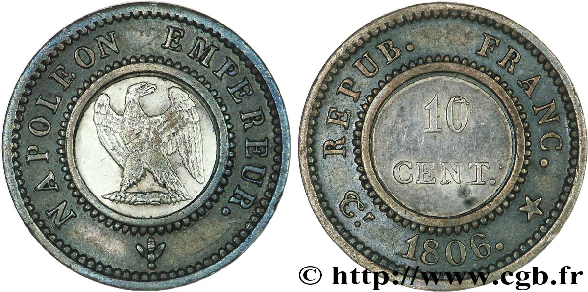 Essai bimétallique de 10 centimes 1806 Paris VG.1503  BB 