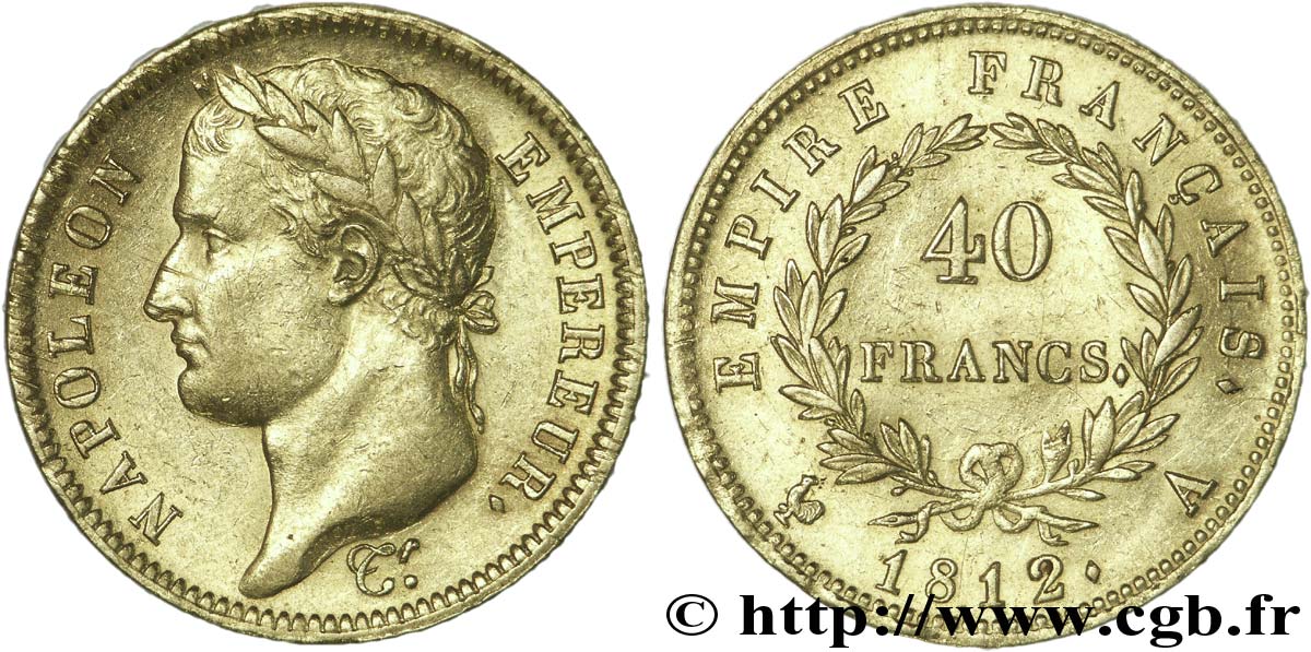 40 francs or Napoléon tête laurée, Empire français 1812 Paris F.541/9 TTB 