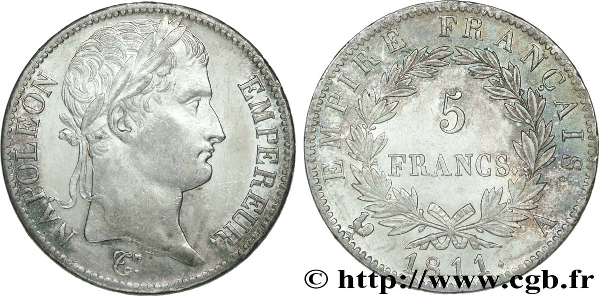 5 francs Napoléon Empereur, Empire français 1811 Paris F.307/27 VZ 